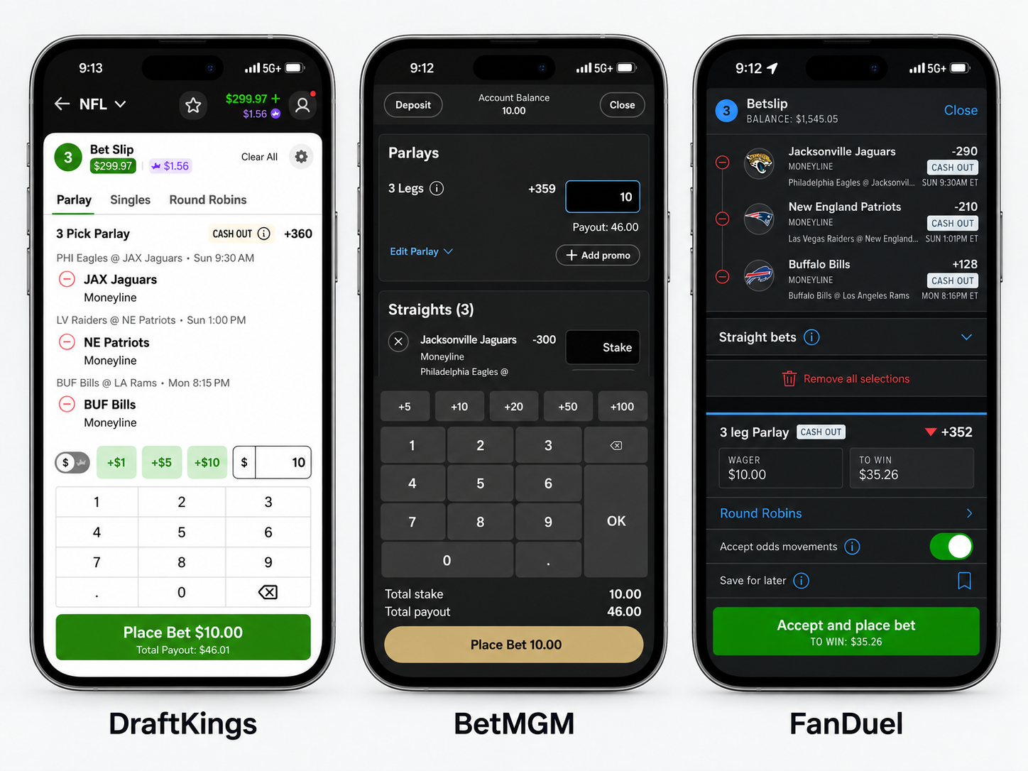 NFL bet slips